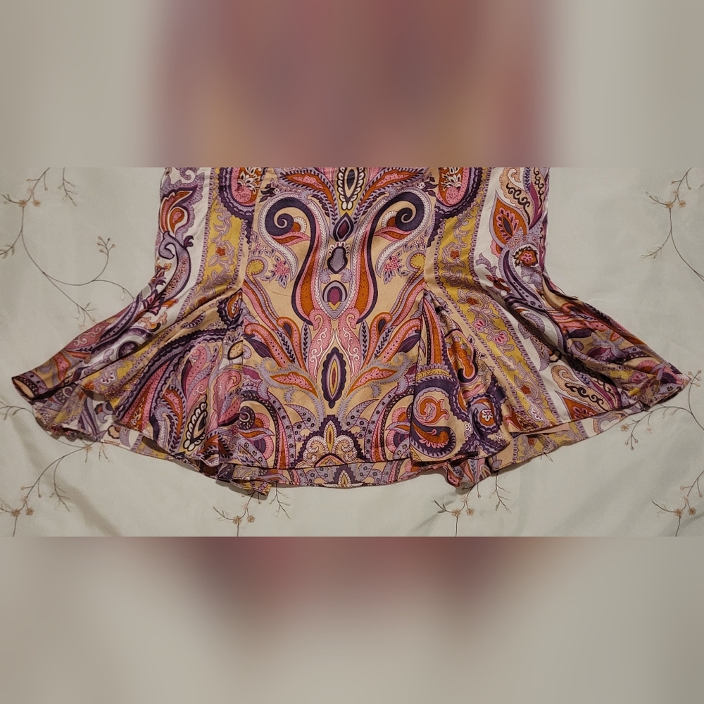 VINTAGE Y2K INC 100% Silk 2pc Set Paisley Midi Skirt & Cami Size 8  Fits 4/6 - Picture 9 of 13